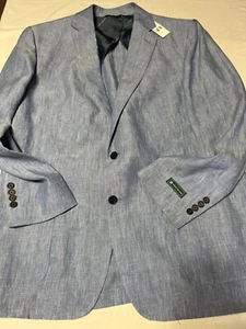 Brooks Brothers Linen Blazer Sport Coat Men's Size 46L Blue - Picture 1 of 10