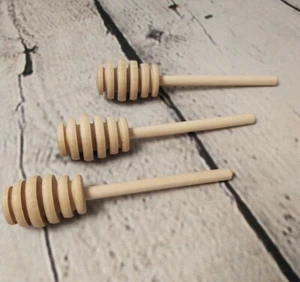 Wooden Honey Dipper Stirring Jam Dispensing Syrup Spoon Dip Stick - Lot of 3 - Picture 1 of 5