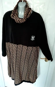 Made in Italy Black Brown Stretchy Lagenlook Dress Pockets One Size & Cowl Scarf - Picture 1 of 13