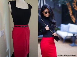 WHITE HOUSE BLACK MARKET * ROMAN RED TAILORED SKIRT * SOPHIA DOBBY * SIZE 8 NWT - Picture 1 of 16