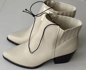 A.N.A. Delco Cream Anaconda Faux Leather Ankle Boots Booties Women's Size 9M NWT - Picture 1 of 9
