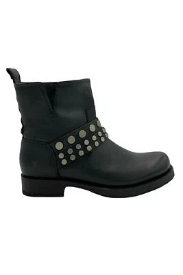 Frye Leather Stud Booties Veronica Black - Image 1 of 4
