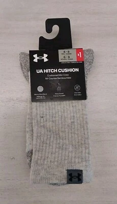 Under Armour 1357227-110 Hitch Cushion Mid-Crew Socks Sz 4-8 SUMMIT WHITE  - Image 1 of 4