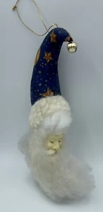 VINTAGE RARE Man in the Moon Crescent Moon 7” Hanging Ornament White w/ Beard - Picture 1 of 7