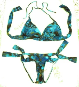 Sunsets Star Gazer Blue Beaded Halter Bikini Swimsuit 66T Top 21B Botts Sz XS - Picture 1 of 3