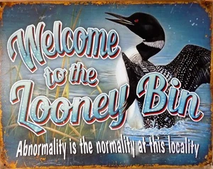 Plate Metal Duck Welcome to The Looney Bin - 40 X 30 CM - Picture 1 of 1