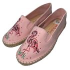 Quacker Factory Shoes 5 Pink Flamingos Espadrille Flats Rhinestones Sequin Dalya