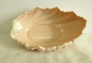 Lenox Scolloped Leaf Bowl Pink w/White Stem USA Made 6.5" Long Marked Exc Cond. - Picture 1 of 11