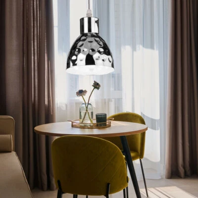 Lampadario Luce a Sospensione Colpo Martello Sala da Pranzo Cromo D 15cm - Immagine 1 di 4