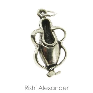 925 Sterling Silver Ballet Slipper Charm Made in USA - Picture 1 of 2
