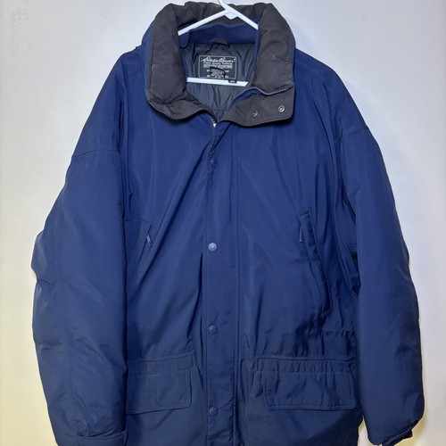 CANADA GOOSE Eddie Bauer piumino d'oca puffer parka con cappuccio blu vintage lana goretex XXL