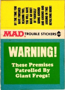 1983 Fleer Mad Trouble Sticker - Patrolled By Giant Frogs! - Picture 1 of 2