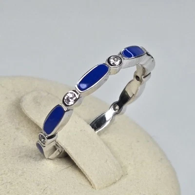 Brillante banda de eternidad circonita cúbica tablero de puntos talla 9 plata esterlina 925 H ❤️ corazón firmado Foto 1 de 4