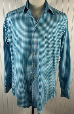 EGARA - Mens Non-Iron Slim Fit Egyptian Cotton Blue Check Shirt - 16  34/35 - Image 1 of 4