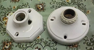 2 Lámparas de techo Art Deco de porcelana blanca - Imagen 1 de 5