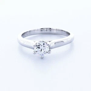 0.7CT Lab-Created Diamond E/VVS1 Round Cut 14K Gold Prong Classic Solitaire Ring - Picture 1 of 4
