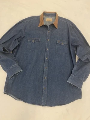 Camisa vaquera occidental King Ranch para hombre talla 2XT (alto) cuello ribete gamuza Foto 1 de 4