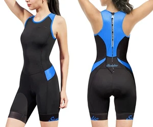 NUOVA $59 TG SANTIC tuta da triathlon donna pezzo unico senza maniche tri-suit IMBOTTITA - Foto 1 di 4