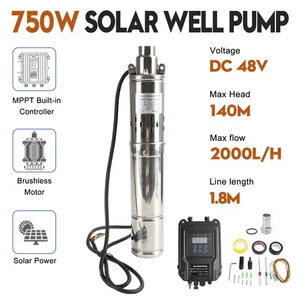 3" 48V 750W MPPT Screw Solar Bore Pump Submersible Deep Well Hole Steel #8 - Bild 1 von 23