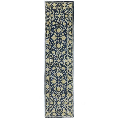 Muted Blue Floral Oriental Runner Rug 3X10 ft Handmade Carpet Kitchen Decor - Image 1 of 4