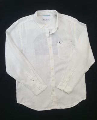 Camisa de linho com estampa Tommy Bahama Orlando, branca, média - Imagem 1 de 4