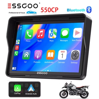 ESSGOO 5" Tragbares CarPlay Wireless Android Auto MP5 Motorrad GPS Navigation BT - Bild 1 von 4