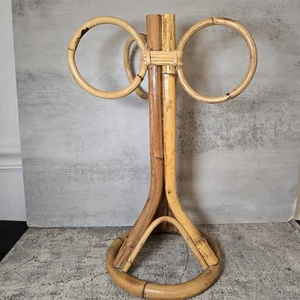 Vintage Boho Chic Bamboo and Rattan Towel Rack MCM Cottagecore Grandma - Picture 1 of 6