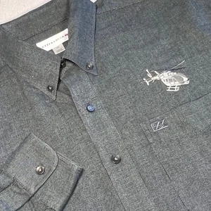 Long Sleeve Shirt Mens Large Embroidered Helicopter Logo Stylish Business Office - Picture 1 of 5