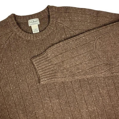 Vintage LL Bean Sweater Mens Large Fisherman Elbow Patch Shetland Wool Pullover - Image 1 of 4