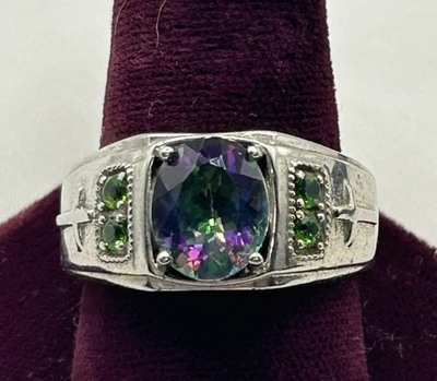 STS CHUCK CLEMENCY Men's Sterling Silver Mystic Topaz Ring Size 11.5 - Image 1 of 4