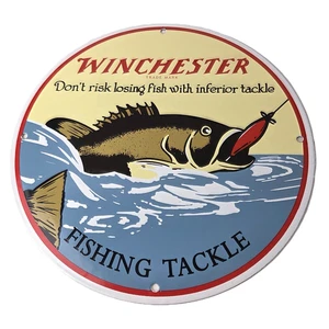 Vintage Winchester Schild - Porzellan Angeln Takle Köder Zapfsäule Schild - Bild 1 von 14