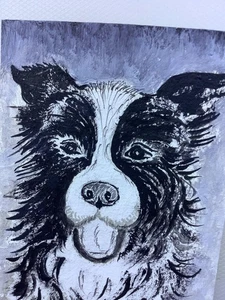 Original ACEO Border Collie Dog Portrait – Miniature Oil Painting Signed - Picture 1 of 3
