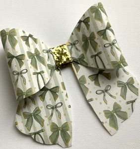 SAGE GREEN COQUETTE BOW SAILOR BOW PRINTED CANVAS FABRIC BOW TEMP MAKE HAIR BOWS - Picture 1 of 4