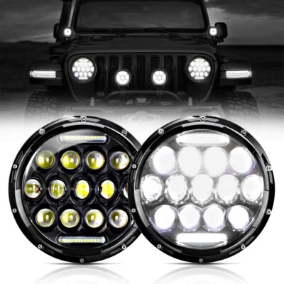 For 1975-1980 Chevy C10 C20 C30 7" Round  LED Headlights DRL 6014/6015/6024 - Image 1 of 4