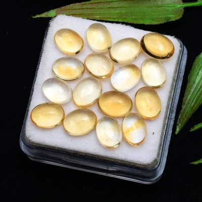 16 Pcs Natural Citrine 8mm*6mm Oval Cabochon Untreated Huge Loose Gemstones Lot - Image 1 of 4