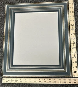 10x12 Rustic Blue Wood Frame, UV Glass, Choice of Matting Color and Window Size - Picture 1 of 2