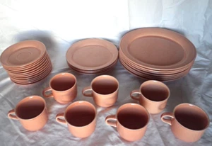 Nancy Calhoun Light Peach Stoneware Dish set 30 pc Mugs Plates Vintage Japan - Picture 1 of 8