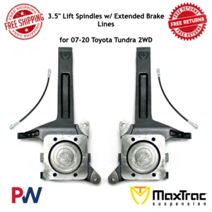 MaxTrac 3.5" Lift Spindles w/ Extended Brake Lines for 2007-20 Toyota Tundra 2WD - Picture 1 of 5