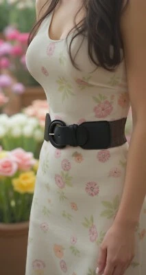 Mujeres Negro Elástico Tela Envejecida Informal Divertido Moda Cinturón Cadera Cintura Alta S M Foto 1 de 4