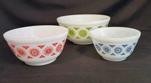3 Stück Rigopal Pyrex Argentina Floral Band 400 komplett verschachtelt Rührschüssel Set - Bild 1 von 17