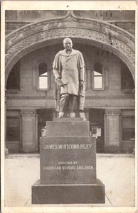 Greenfield Indiana IN James Whitcomb Riley Statue Children Hoosier Poet Postcard - Picture 1 of 2