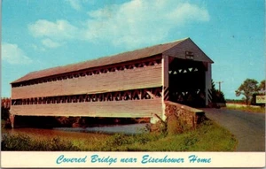 Postcard Covered Bridge near Eisenhower's Home PA - Picture 1 of 2
