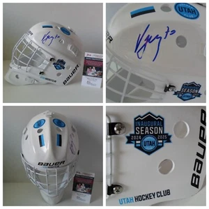 Karel Vejmelka Firmado Utah Hockey Club TAMAÑO COMPLETO Máscara de Portero Casco Certificado de Autenticidad JSA - Imagen 1 de 9