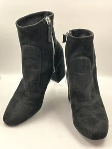 Botín Zara Basics para mujer de gamuza negro con tacón ancho talla 40/US 9-9.5 - Imagen 1 de 14