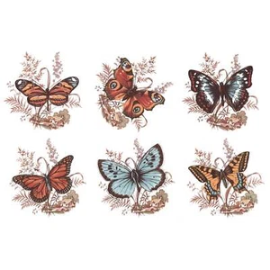 Colorful Butterflies with Background Overglaze Waterslide Ceramic Decals - Picture 1 of 4