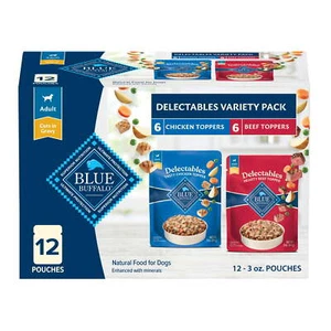 Blue Buffalo Delectables Natural Wet Dog Food Variety Pack, Chicken & Beef, 3-oz - Picture 1 of 9