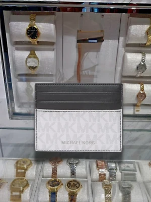 Michael Kors Cooper Men Signature Logo Tall Credit Card Case Wallet Bright White - Image 1 of 4