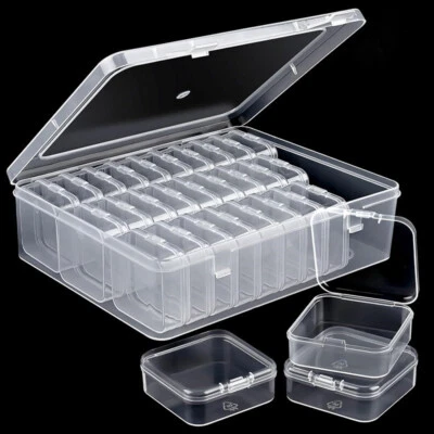 12-30Pcs/Box Clear Plastic Bead Storage Containers with Lid Jewelry Craft Box - Image 1 of 4
