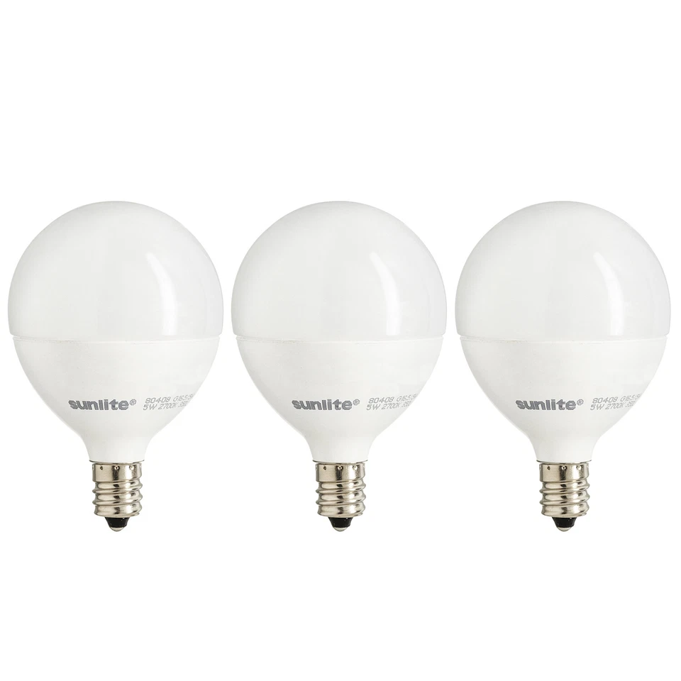 3PK E12 Dimmable LED G16.5 Globe Light Bulb, 7W (60W), 2700K, 500LM, Frosted - Image 1 of 2