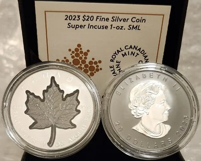 2023 Super Incuse Silver Maple Leaf SML $20 1OZ Pure Silver Proof Canada Coin - Image 1 of 4